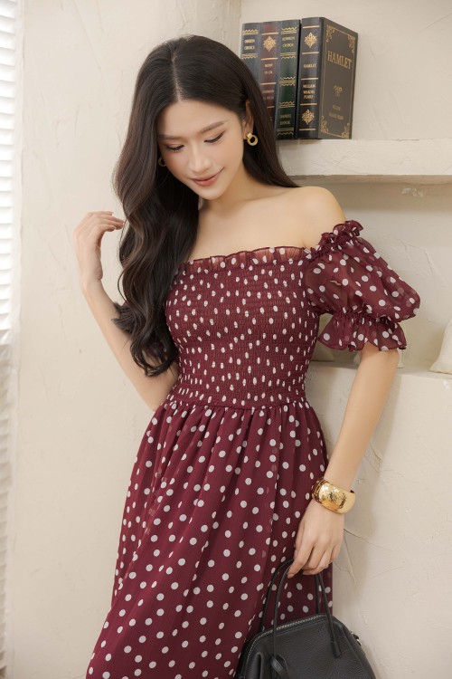 Sixdo Polka Dot Midi Voile Dress 1